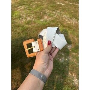 White Leather Belt Calderon Medium